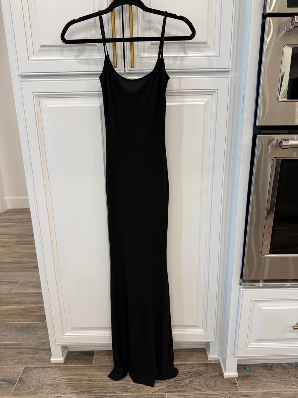 SKIMS Black Slip Maxi Dress with Thin Straps